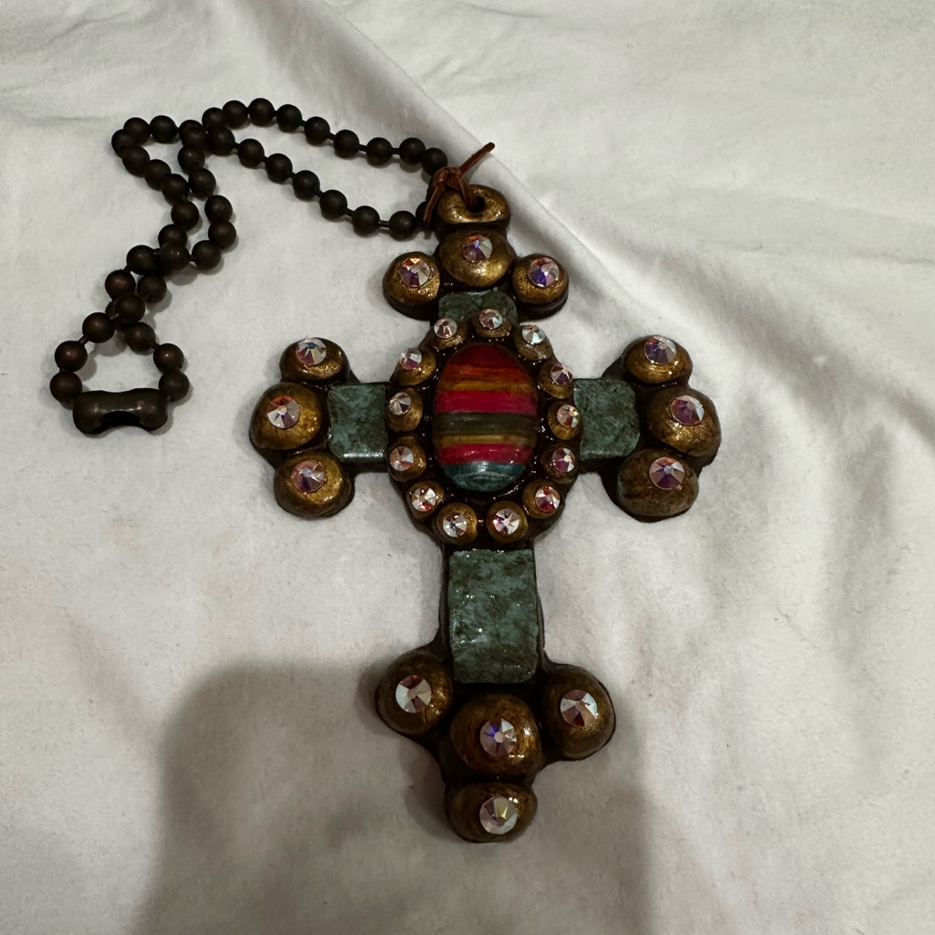 Artisan Multicolor Cross Pendant Necklace